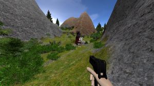 Player shooting up a black bear with MAC-10